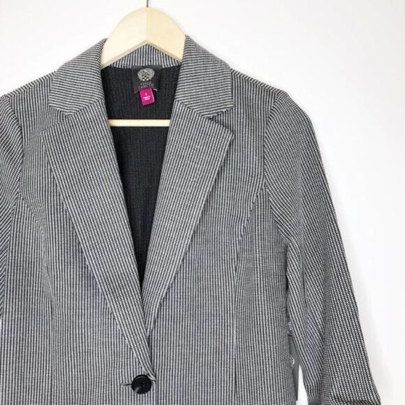 VINCE CAMUTO Ruched Sleeve Mini Houndstooth Jacket - Picture 3 of 8
